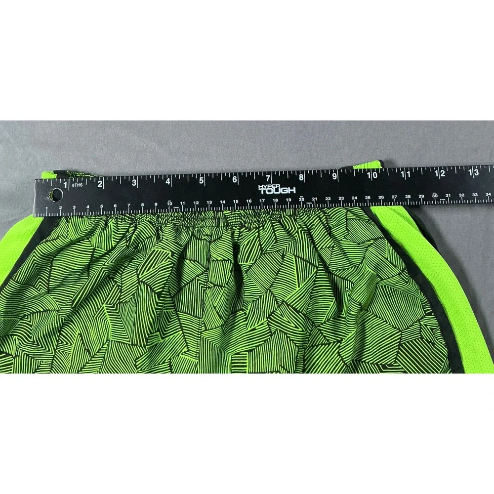 Nike Womens Dri-FIT Tempo Running Shorts Neon Green Black Geometric XS